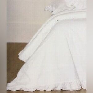 PiuBelle White Cotton Ruffle King Duvet Cover and Sheet Set 7 Piece